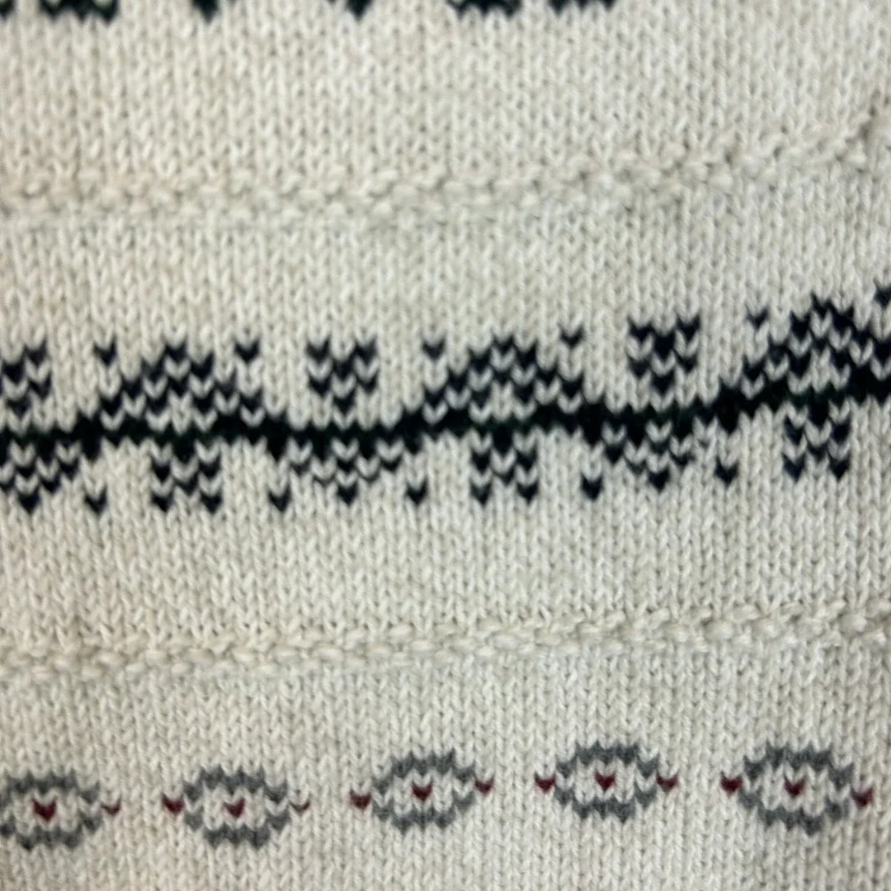 Vtg Sweater Mens XL Knit Retro 90's Y2K Multicolor Crew Cotton Print Ivory